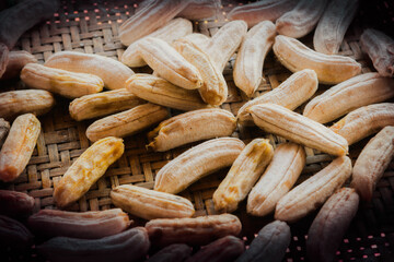 Dried bananas, it is a fruit that has a traditional Thai food preservation