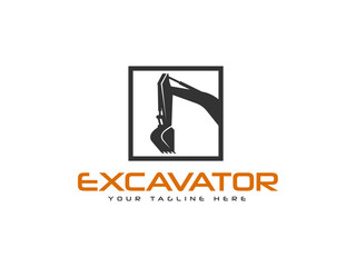 excavator logo vector illustration, construction excavator logo template