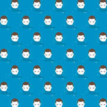 Pattern of men swimming in blue water