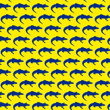 Pattern of rows of blue crocodiles