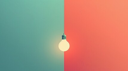 Single light bulb  Hanging against a plain backdrop, it symbolizes ideas and simplicity - 785062173