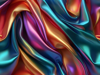 3d Illustration  art Colorful holographic iridescent satin foil background

