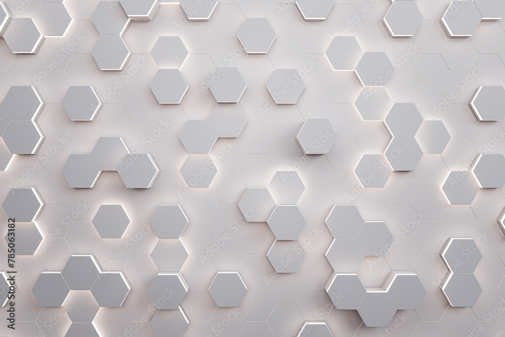 Aufkleber creative light hexagonal wall backdrop. landing page concept. 3d rendering.