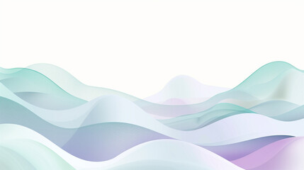 Pastel waves in lavender and mint unfold serenely on white for a spa-like ambiance.