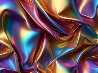 3d Illustration art Colorful holographic iridescent satin foil background