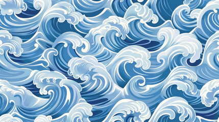 Seamless pattern background of beautiful blue ocean waves