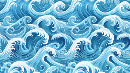 Seamless pattern background of beautiful blue ocean waves