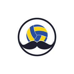 Fototapeta na wymiar Strong volleyball vector logo design. Moustache and volley ball vector icon design.
