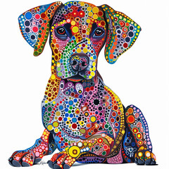 Dog with vivid color pattern
