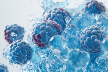 blue raspberry explosion, white background, clean background, product photography