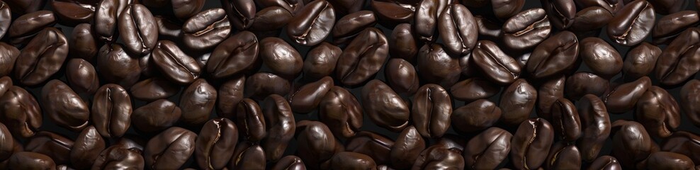 wallpaper of coffee beans, seamless pattern. Numerous brown, perfectly shaped and detailed coffee...