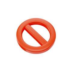 Red prohibition road sign 3D vector icon, forbidden symbol, warning and stop crossed circle, traffic regulatory caution