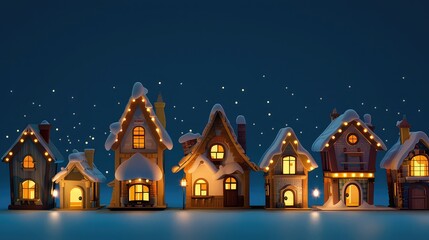 abstract christmas houses in winter with copy space digital art