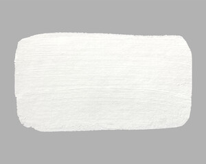 Acrylic textured white brush  stroke hand drawing, isolated on gray background.