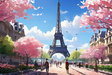 봄과 에펠탑의 풍경_생성형AI