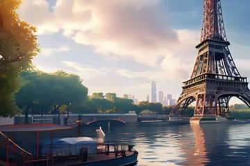 Foto op Canvas 에펠탑이 보이는 풍경_생성형AI © kim