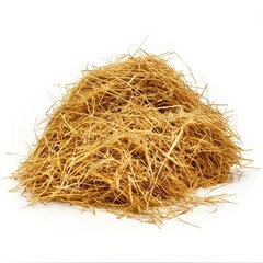 A neat, small pile of dry straw arranged as a haystack suggestive of agriculture and livestock feeding.