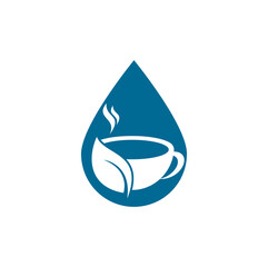Eco Coffee drop shape concept Logo Template Design. Green Coffee Logo Template Design Vector.