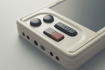 minimalist Dieter rams designed square handheld console, Braun, top view, keyshot render white background