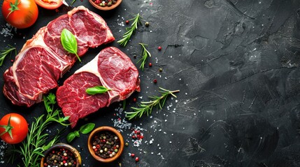 t bone steak on black background - Powered by Adobe