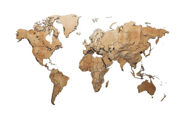 World Map Enhancing On Transparent Background.