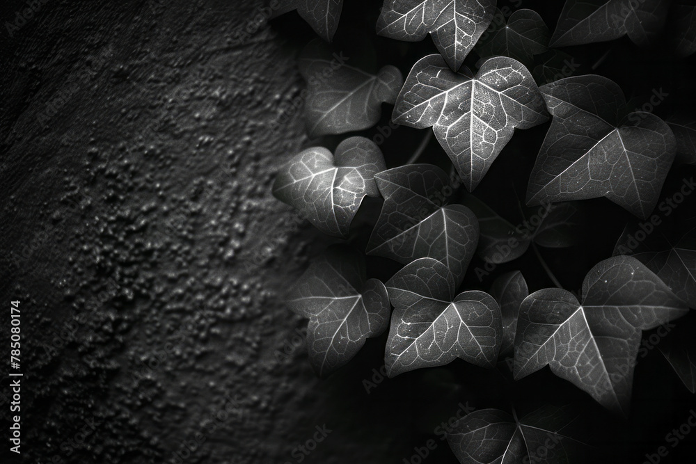Poster a close-up of ivy climbing a wall, focusing on the suckers that allow the plant to adhere to surface
