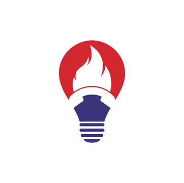 Hot call bulb shape vector logo design concept. Handset and fire icon.
