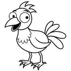 funny cartoon chicken or rooster line art coloring book page for children's vector art illustration
