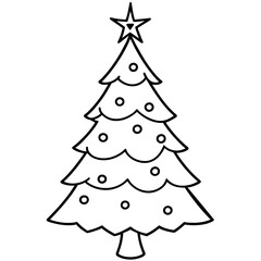 abstract Christmas tree line art coloring book page for children's vector art illustration