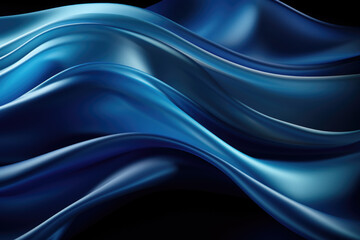 dark blue abstract smooth wave pattern with black background 