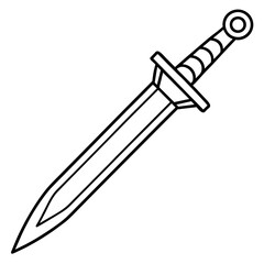 weapon or dagger line art coloring book page for children's vector art illustration