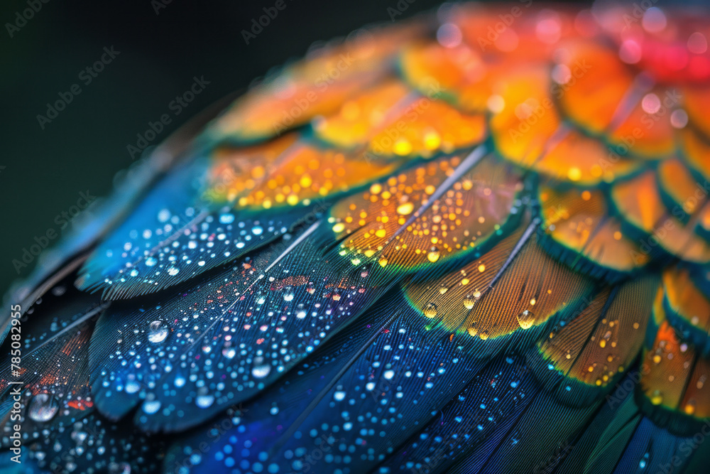 Poster An image focusing on the delicate structure of a birdâ€™s feather, where the barbs and barbules form