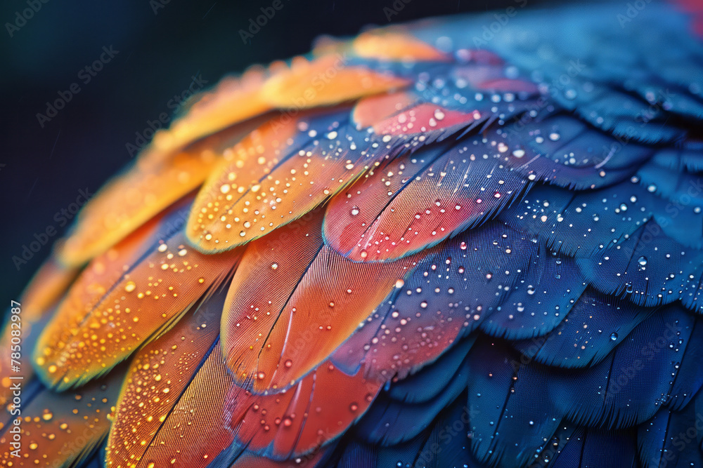Poster An image focusing on the delicate structure of a birdâ€™s feather, where the barbs and barbules form