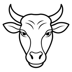cow or bull head line art coloring book page for children's vector art illustration
