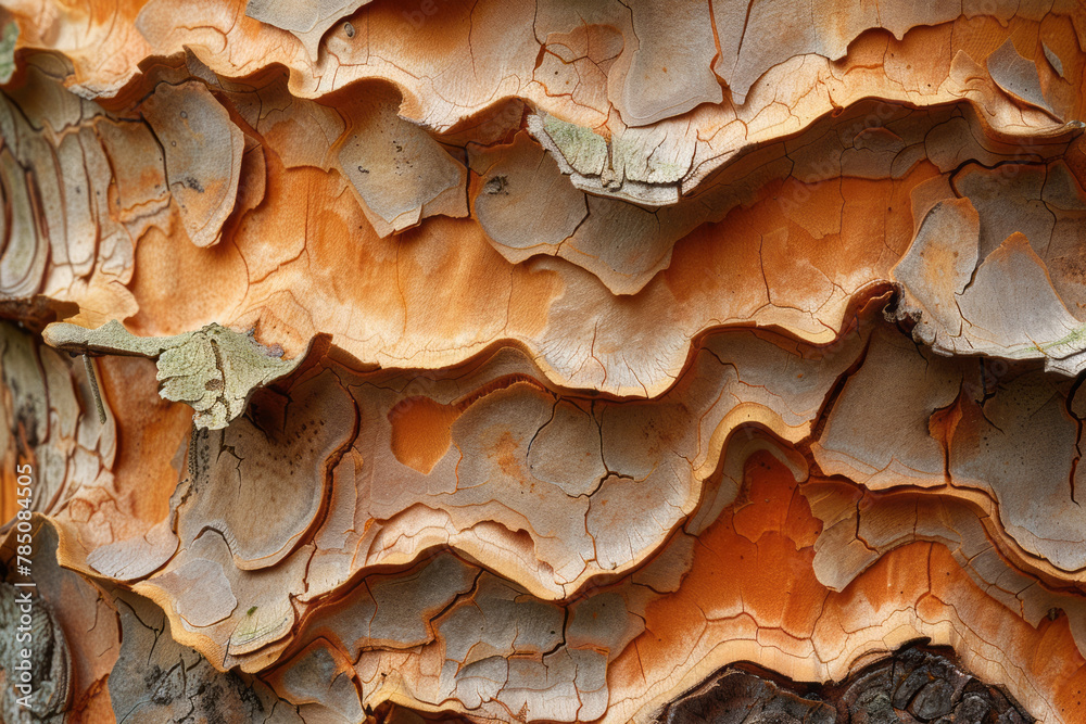Aufkleber a detailed photograph of the flaky bark of a paperbark maple, peeling away in curls like sheets of o
