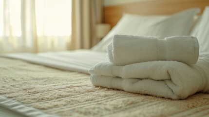 Fototapeta na wymiar Hotel clean towels. Generative AI