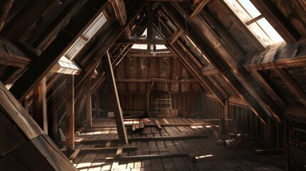 Fototapeta na wymiar House attic construction. Generative AI