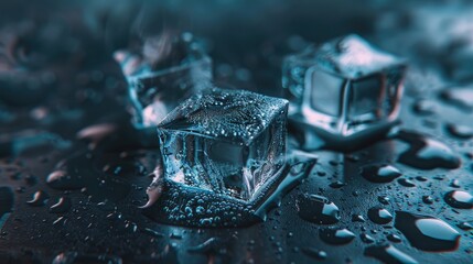 Melting ice cubes. Generative AI