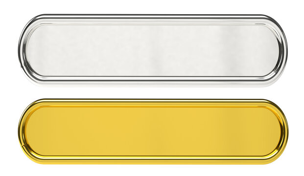 set of gold and silver chrome button 3d render