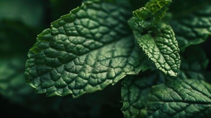 Mint leaf close-up. Generative AI - obrazy, fototapety, plakaty