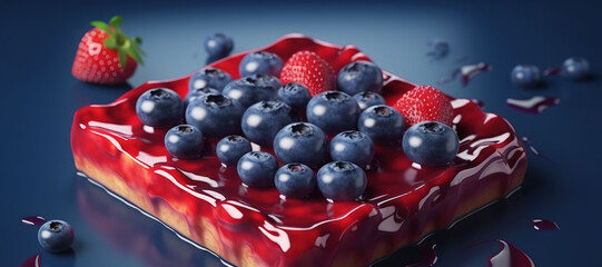 strawberry and blueberry tart cake, melt, fruit, delicious 46