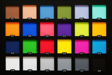Color checker passport used for white balance and accurate color calibration by photographers - 785085581