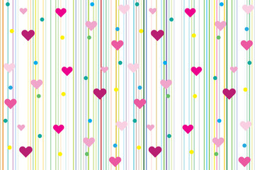 Illustration wallpaper, Abstract of heart with small circle on multicolor line background.