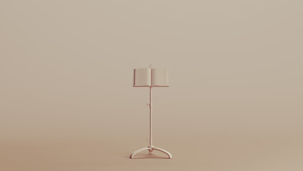 Music stand sheet musical equipment neutral backgrounds soft tones beige brown 3d illustration render digital rendering