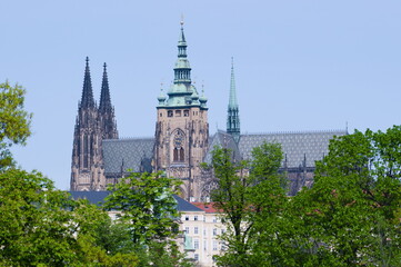 Prague Castle - landmark of capital of Czech republic. Main office of Czech president. Historical Prague town center.	