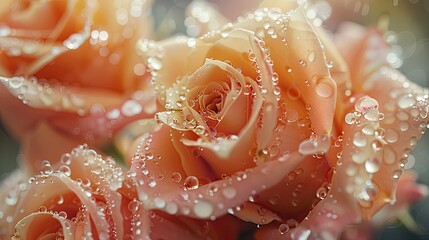 Roses with water drops. Generative AI