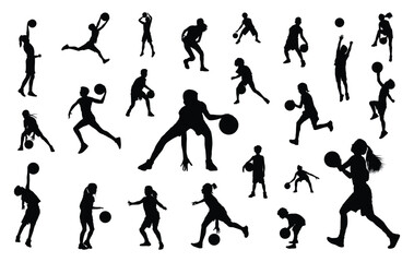 Kids basketball player silhouette