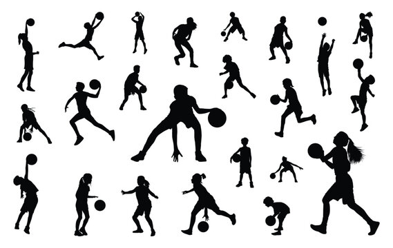 Kids basketball player silhouette