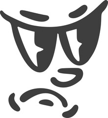 Cartoon retro face. Vintage mascot with comic cute eyes and mouth. Funny character expression. 30-50s design emotions element. Simple caricature head