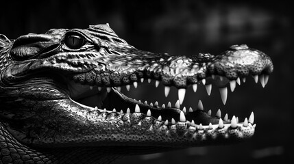 Obraz premium Close-up of Alligator Mouth with Sharp Teeth